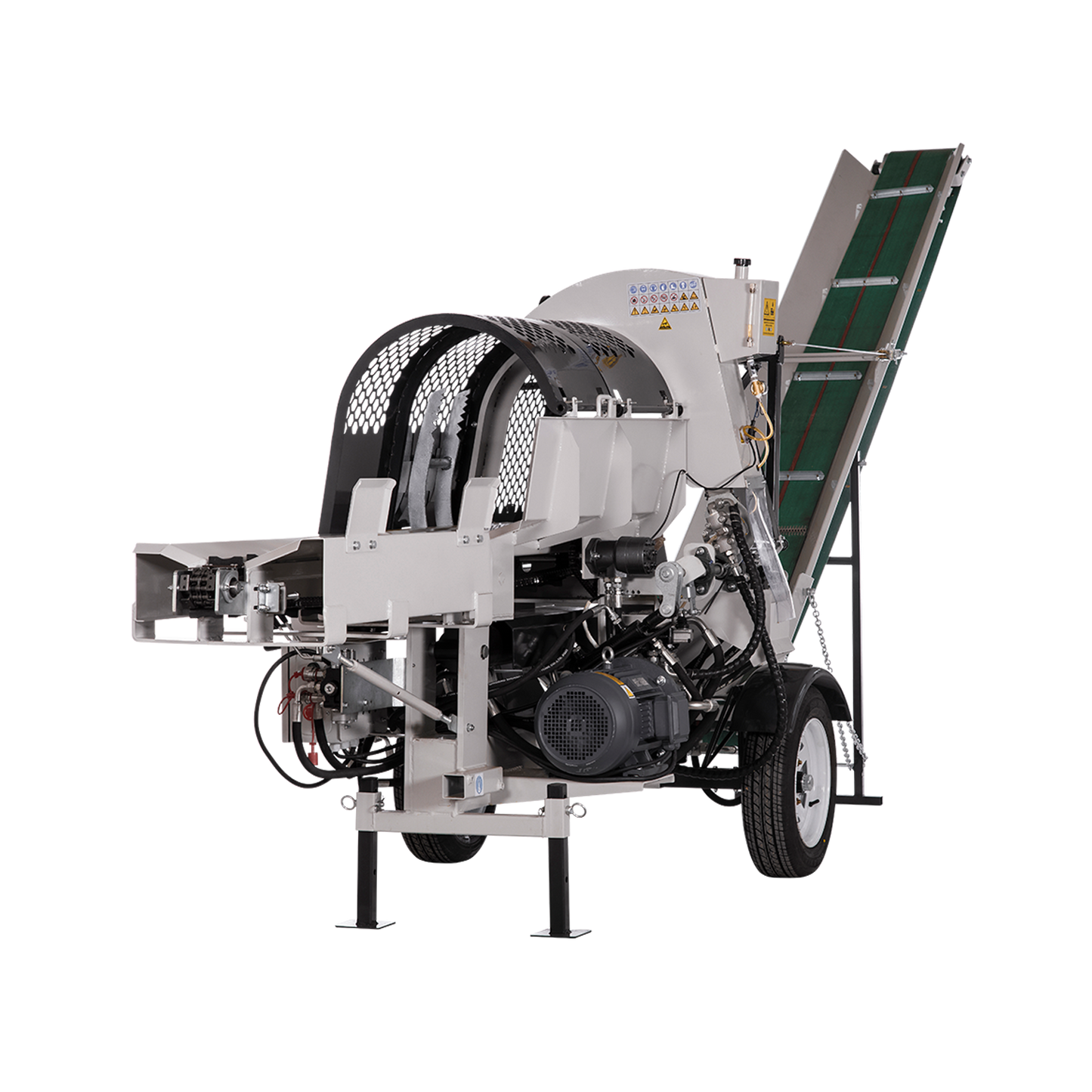 Classic 20 Ton Electric Motor Full Hydraulic Model Wood Processor with Conveyor and Infeed Chains