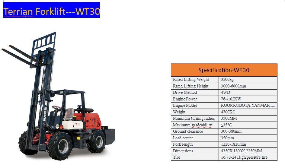 3Ton off road rough terrain Forklift