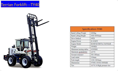 4 Ton off Road Terrain Forklift