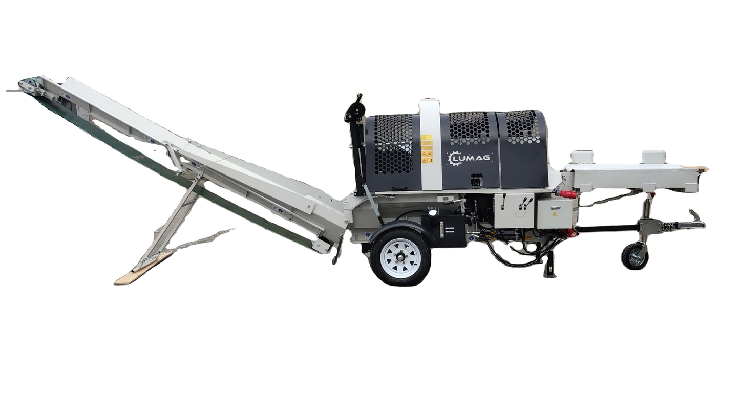 Classic 20 Ton Electric Motor Full Hydraulic Model Wood Processor with Conveyor and Infeed Chains