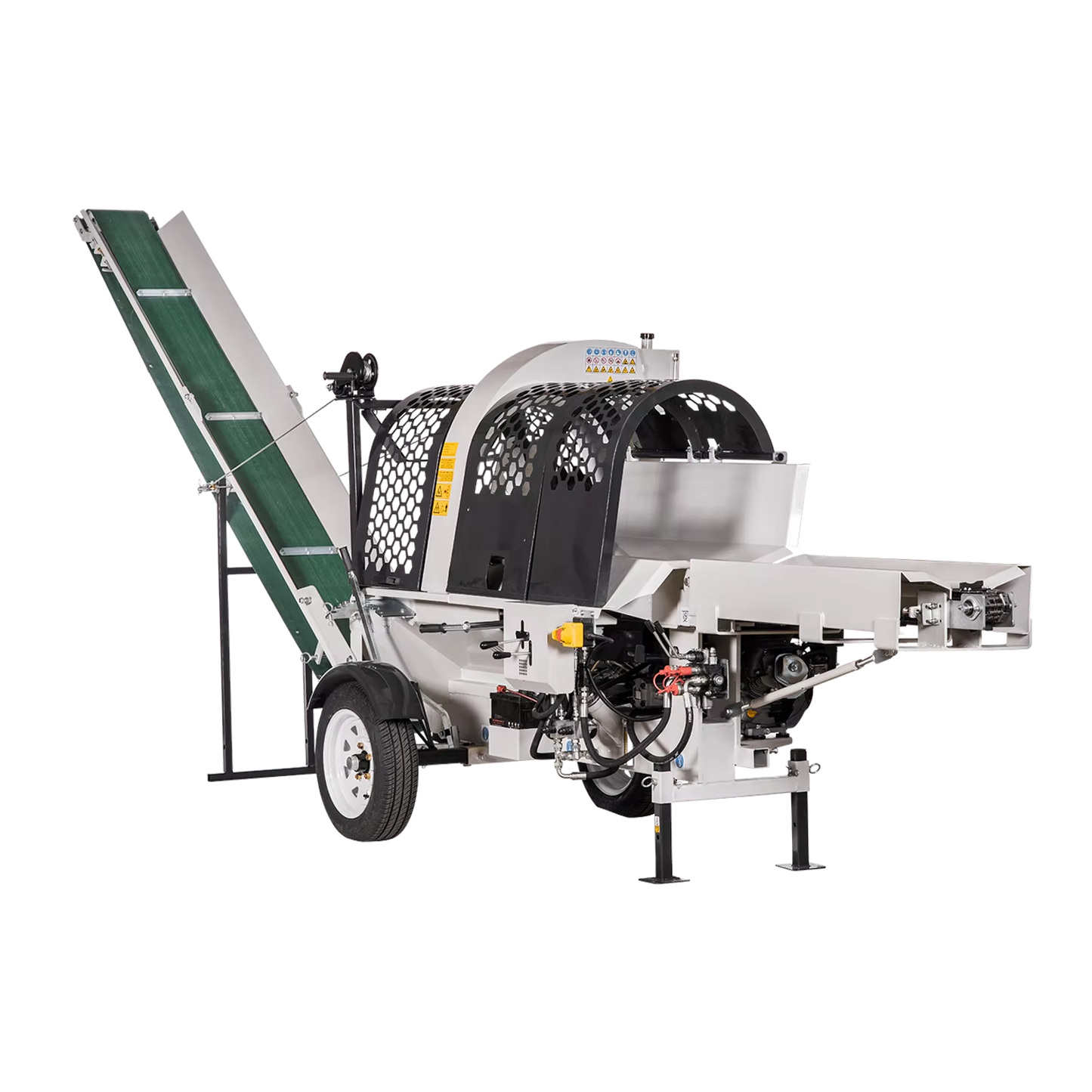 Classic 20 Ton Electric Motor Full Hydraulic Model Wood Processor with Conveyor and Infeed Chains